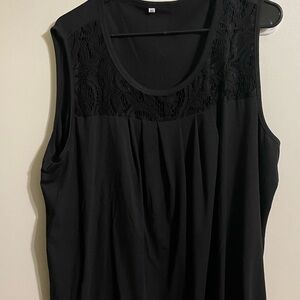 Black Sleeveless Top with Lace Detail